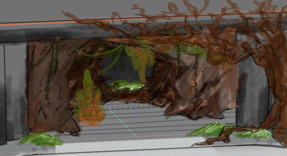 The Hobbit design concept: unrealized scene, caves