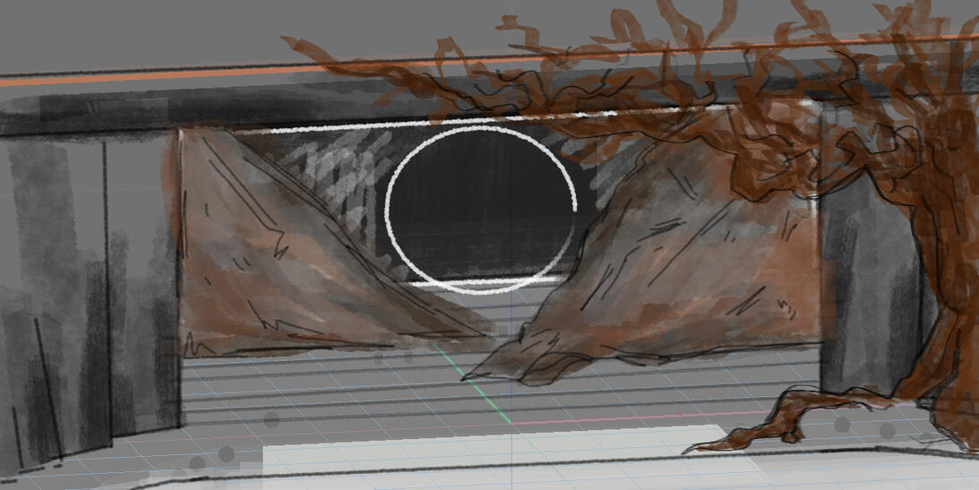 The Hobbit design concept: unrealized scene, mountains