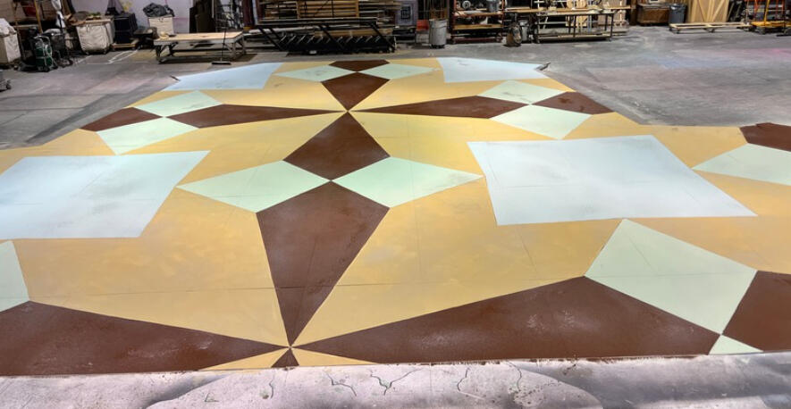 Rodgers & Hammerstein's Cinderella - process photo of the floor paint treatment