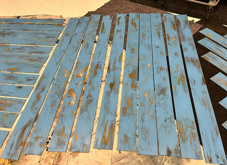 Tornado Tastes Like Aluminum Sting - process photo of 3d textured painted siding for the house