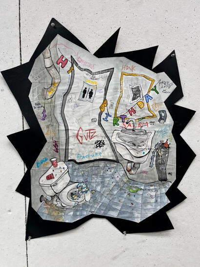 Bathroom environment watercolor painting