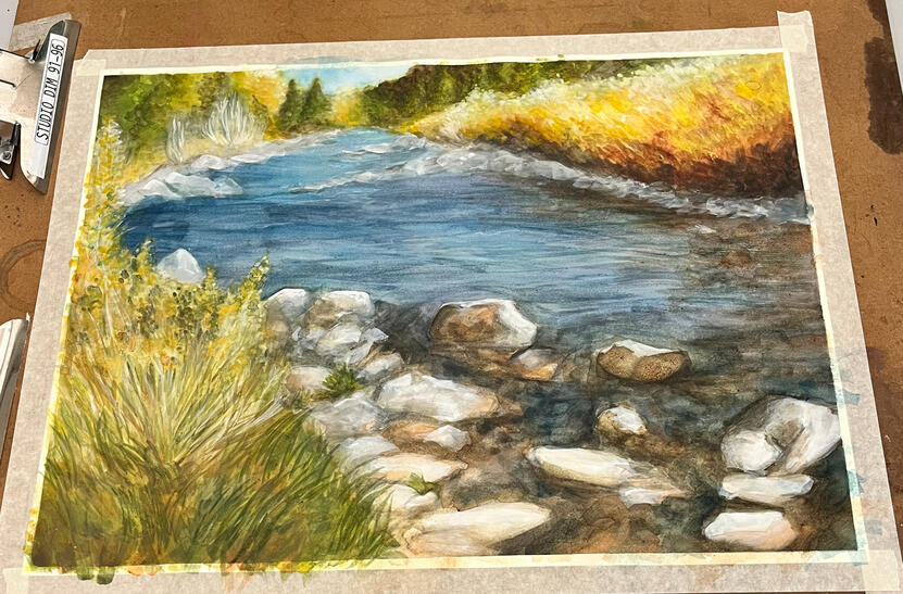 Landscape watercolor painting