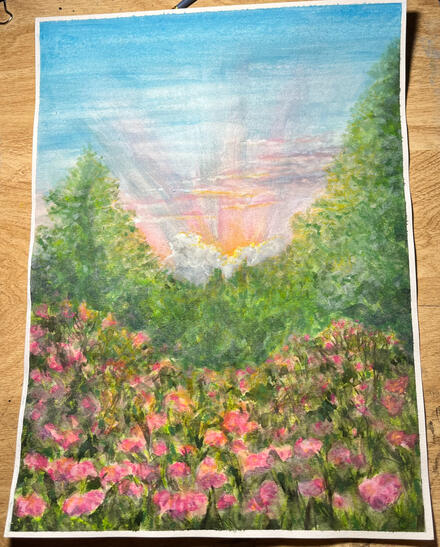 Landscape watercolor painting