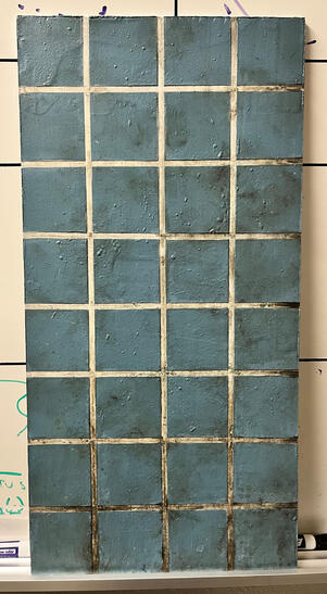 3D realistic textured dingy bathroom sower tiles