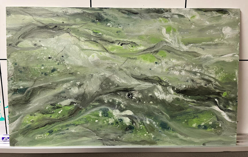 Green and gray swirled marble texture