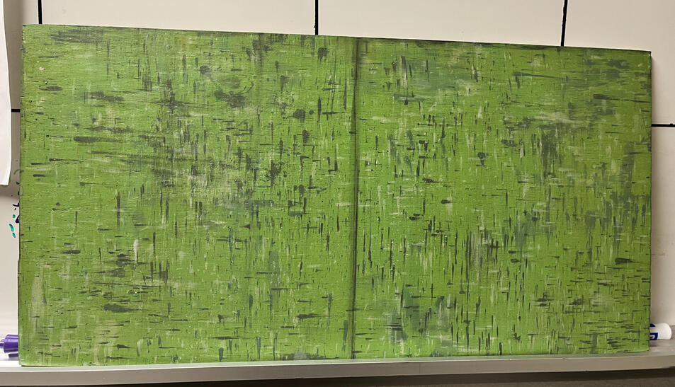 Green classroom tiles paint sample